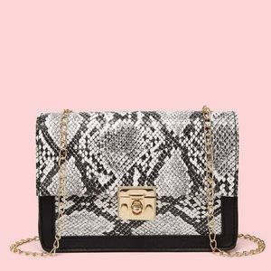 Mini Snakeskin Twist Lock Chain Bag
